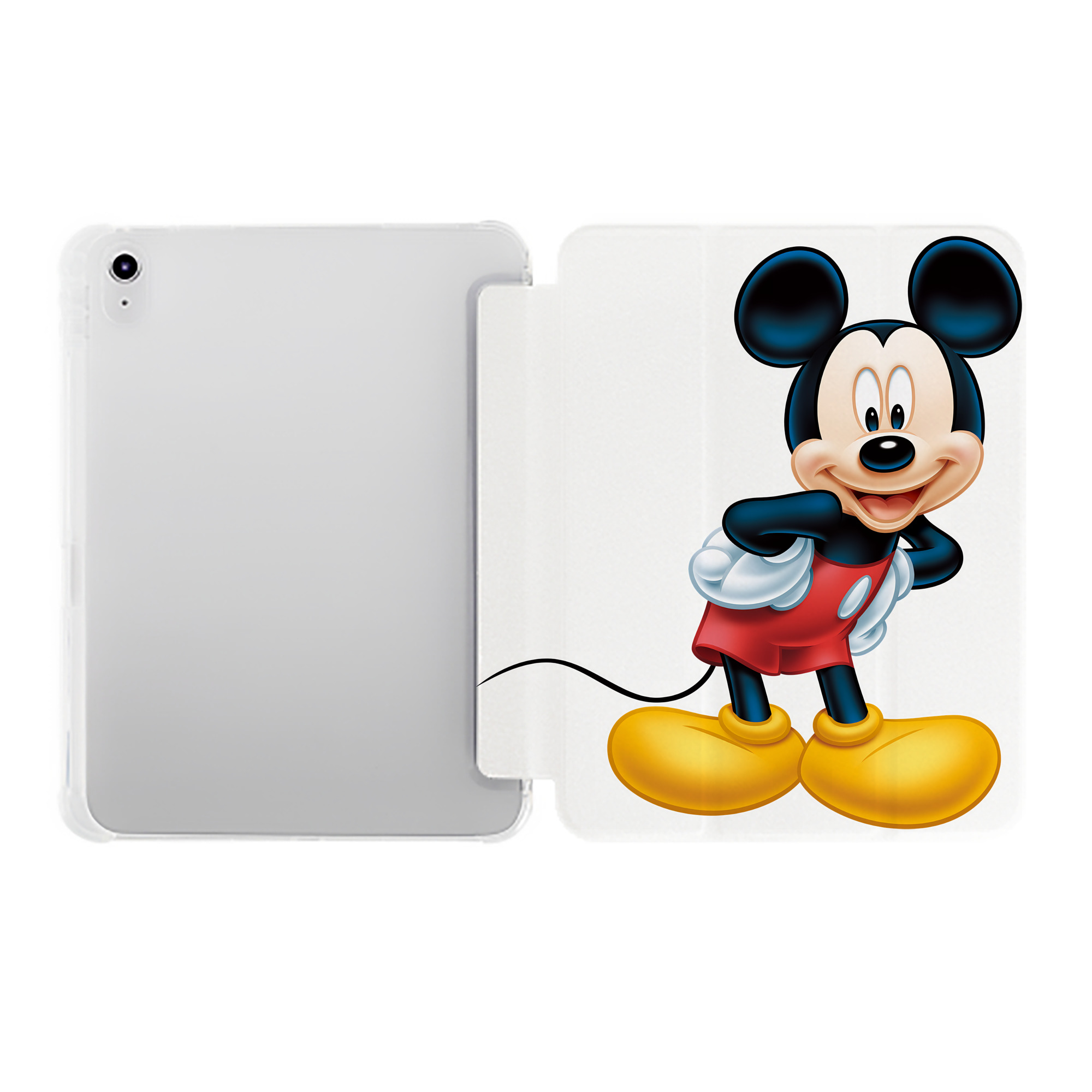 （画像用） ミッキーマウス Mickey Mouse IPad ケース ペン収納付き 三つ折りスタンド PUレザー×シリコン 対応機種9.5/10.5/10.9インチ